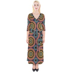 Aztec Multicolor Mandala Quarter Sleeve Wrap Maxi Dress by tmsartbazaar