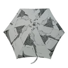 Beauty At The Beach, Sexy Girl Illustration, Black And White Mini Folding Umbrellas by Casemiro