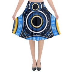 Tribal Zentangle Art Flared Midi Skirt by tmsartbazaar