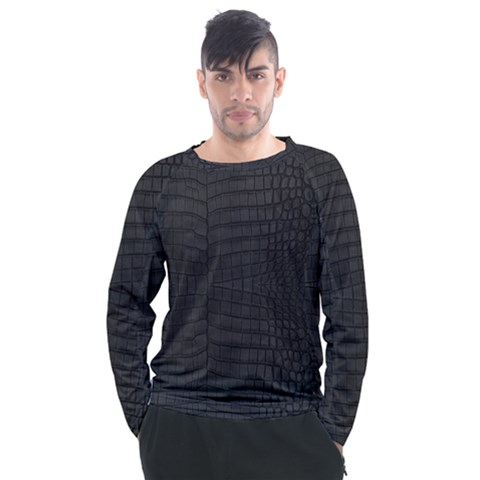 Black Crocodile Skin Men s Long Sleeve Raglan Tee by LoolyElzayat