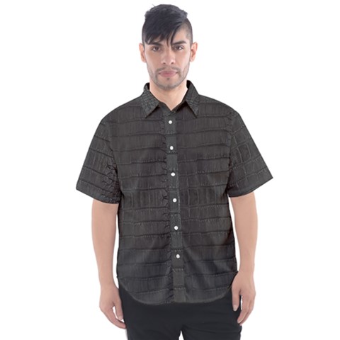 Black Alligator Skin Men s Short Sleeve Shirt by LoolyElzayat