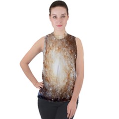 Galaxy Space Mock Neck Chiffon Sleeveless Top by Sabelacarlos