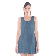 Turquoise Alligator Skin Scoop Neck Skater Dress by LoolyElzayat