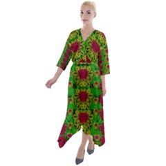 Rainbow Forest The Home Of The Metal Peacocks Quarter Sleeve Wrap Front Maxi Dress by pepitasart