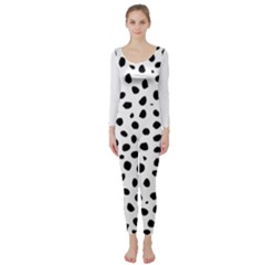  Black And White Seamless Cheetah Spots Long Sleeve Catsuit by LoolyElzayat