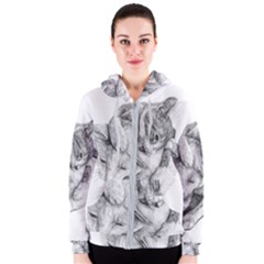 Cat Drawing Art Women s Zipper Hoodie by HermanTelo