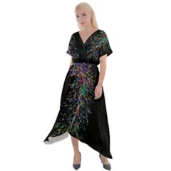 Galaxy Space Cross Front Sharkbite Hem Maxi Dress by Sabelacarlos