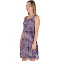 Flowers Branches Purple Knee Length Skater Dress With Pockets View2