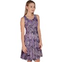 Flowers Branches Purple Knee Length Skater Dress With Pockets View3