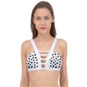 Black And White Seamless Cheetah Spots White Cage Up Bikini Top View1