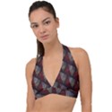 Abstract Zigzag Motif Halter Plunge Bikini Top View1