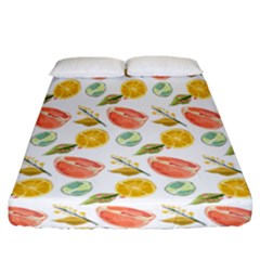 Citrus Gouache Pattern Fitted Sheet (california King Size) by EvgeniaEsenina