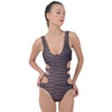 Brown Alligator Leather Skin Side Cut Out Swimsuit View1