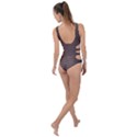 Brown Alligator Leather Skin Side Cut Out Swimsuit View2