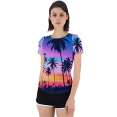 Sunset Palms Back Cut Out Sport Tee by goljakoff