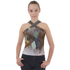 Geometry Diamond Cross Neck Velour Top by Sparkle