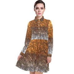 Glitter Gold Long Sleeve Chiffon Shirt Dress by Sparkle