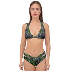 Green Glitter Squre Double Strap Halter Bikini Set by Sparkle