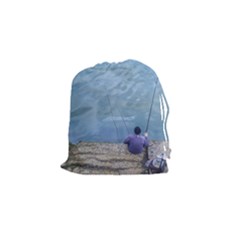 Senior Man Fishing At River, Montevideo, Uruguay001 Drawstring Pouch (small) by dflcprintsclothing