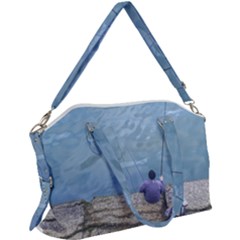 Senior Man Fishing At River, Montevideo, Uruguay001 Canvas Crossbody Bag by dflcprintsclothing