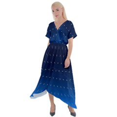 Abstract Stars Pattern Cross Front Sharkbite Hem Maxi Dress by brightlightarts