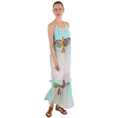 Rainbow Bird Cami Maxi Ruffle Chiffon Dress by Sparkle