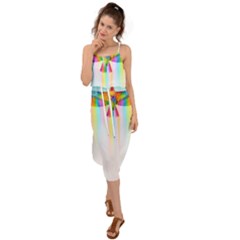 Rainbow Bird Waist Tie Cover Up Chiffon Dress by Sparkle