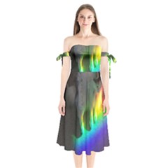 Rainbowcat Shoulder Tie Bardot Midi Dress by Sparkle