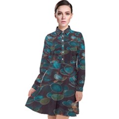 Realeafs Pattern Long Sleeve Chiffon Shirt Dress by Sparkle