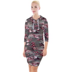 Realflowers Quarter Sleeve Hood Bodycon Dress by Sparkle