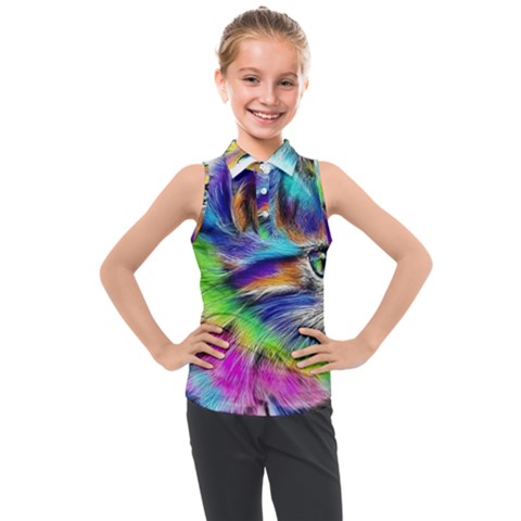 Rainbowcat Kids  Sleeveless Polo Tee by Sparkle