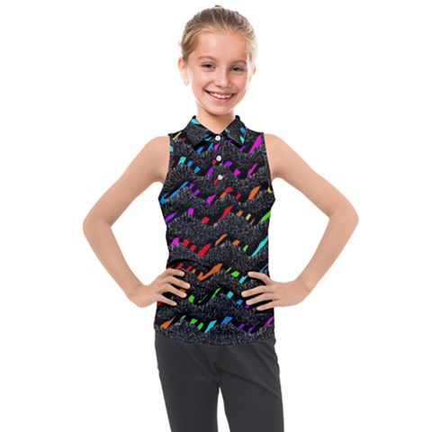 Rainbowwaves Kids  Sleeveless Polo Tee by Sparkle