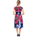 Flowers Pattern Cap Sleeve Front Wrap Midi Dress View2