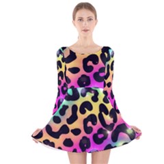 Animal Print Long Sleeve Velvet Skater Dress by Sparkle