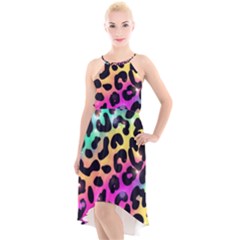 Animal Print High-low Halter Chiffon Dress  by Sparkle