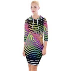 Rainbowwaves Quarter Sleeve Hood Bodycon Dress by Sparkle