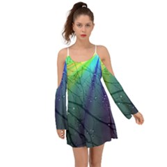 Rainbow Rain Kimono Sleeves Boho Dress by Sparkle