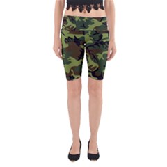 Forest Camo Pattern, Army Themed Design, Soldier Yoga Cropped Leggings by Casemiro