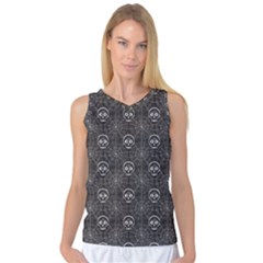 Skull And Spider Web On Dark Background Women s Basketball Tank Top by FloraaplusDesign