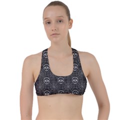 Skull And Spider Web On Dark Background Criss Cross Racerback Sports Bra by FloraaplusDesign