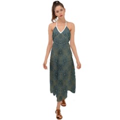 Decorative Wheat Wreath Stars Halter Tie Back Dress  by pepitasart