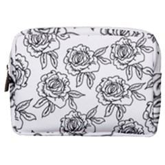 Line Art Black And White Rose Make Up Pouch (medium) by MintanArt