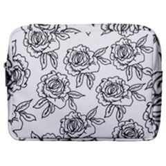 Line Art Black And White Rose Make Up Pouch (large) by MintanArt