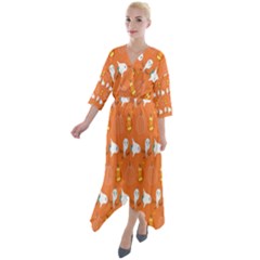 Halloween Quarter Sleeve Wrap Front Maxi Dress by Sparkle