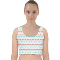 Aqua Coral Waves Velvet Racer Back Crop Top by CuteKingdom