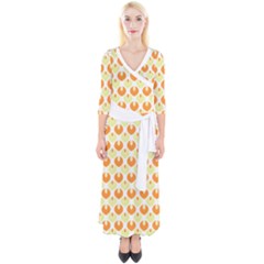 Saffron Quarter Sleeve Wrap Maxi Dress by CuteKingdom