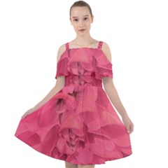 Beauty Pink Rose Detail Photo Cut Out Shoulders Chiffon Dress by dflcprintsclothing