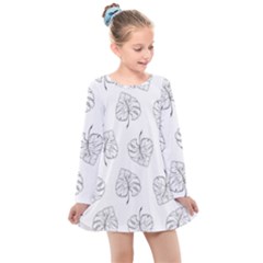 Doodle Leaves Kids  Long Sleeve Dress by goljakoff