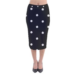 Black And White Baseball Motif Pattern Velvet Midi Pencil Skirt by dflcprintsclothing