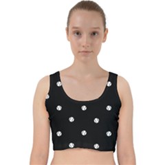 Black And White Baseball Motif Pattern Velvet Racer Back Crop Top by dflcprintsclothing